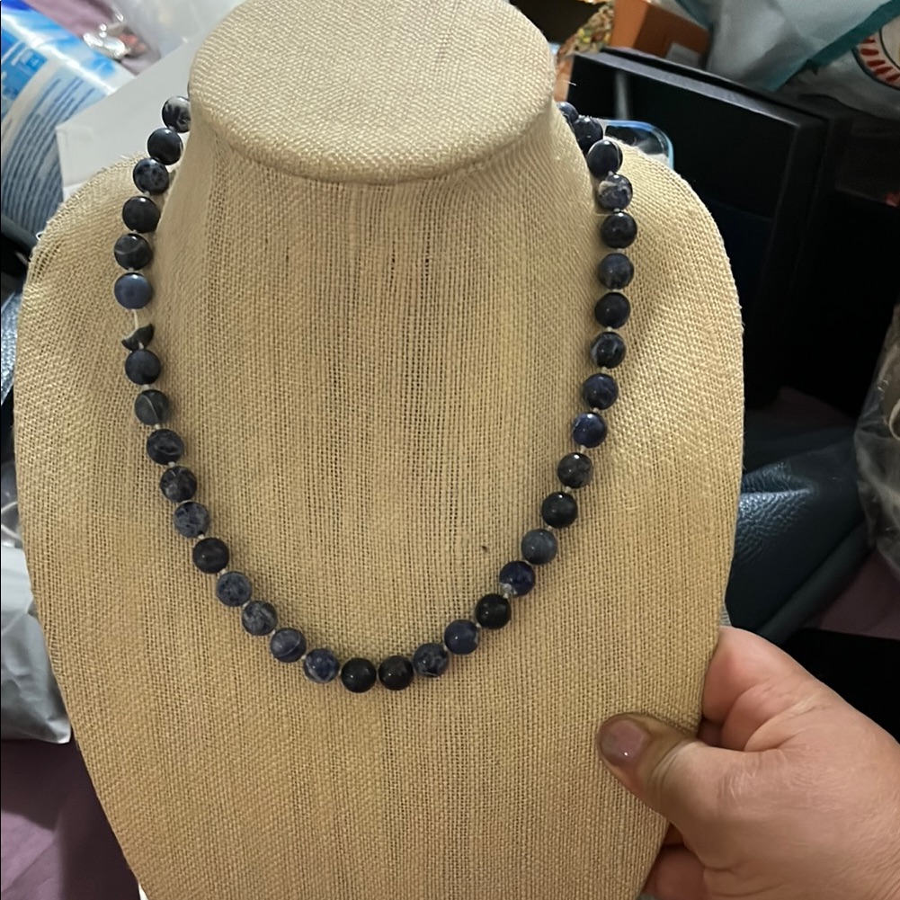 Pearl Blue And Silver Necklace Elegant Jewelry 35$